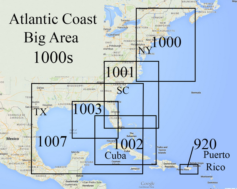 Nautical Charts of the Atlantic Coast - Big Area