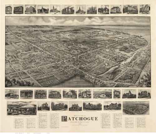 Bird's Eye View of Long Island - Patchogue 1906