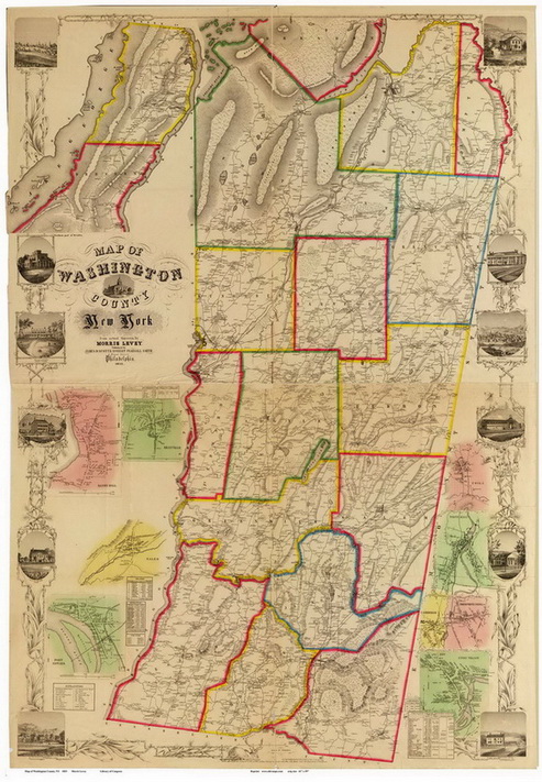 Old Map of Washington County NY, 1853 Wall Map