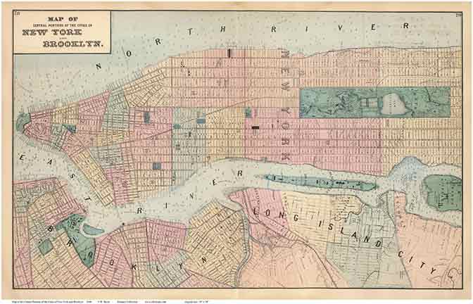 Old Maps of Manhattan - 1872 Beers