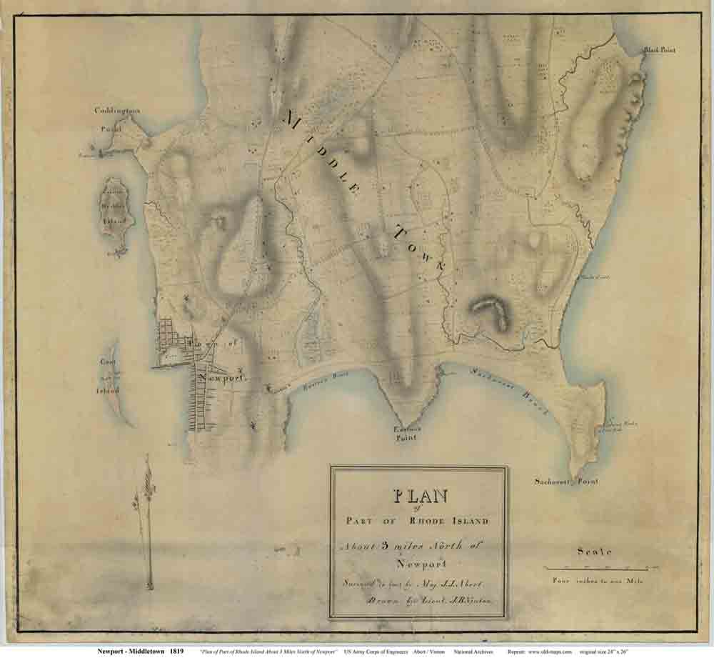 Map of Newport and Middletown RI, 1819