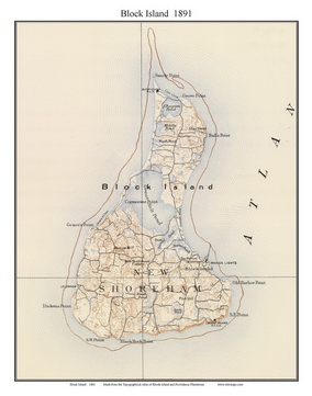 Old Topographical Map of Block Island