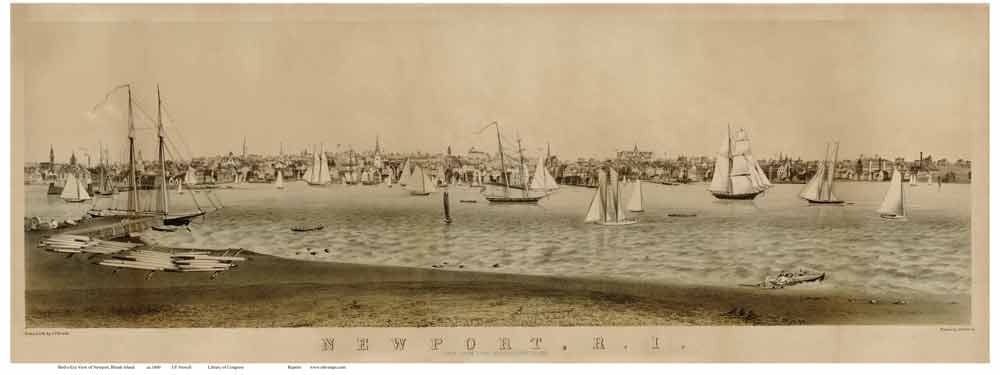 Bird's Eye View of Newport RI, 1860