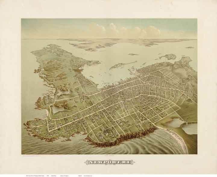 Bird's Eye View of Newport RI, 1878