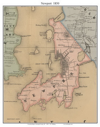Newport Co RI Town Map, 1850