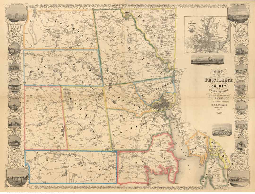 Map of Providence Co RI, 1851