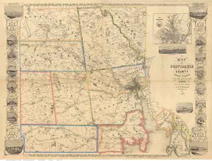 Rhode Island Town Maps 1850s