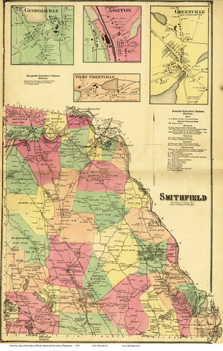 Rhode Island Town Map, 1870