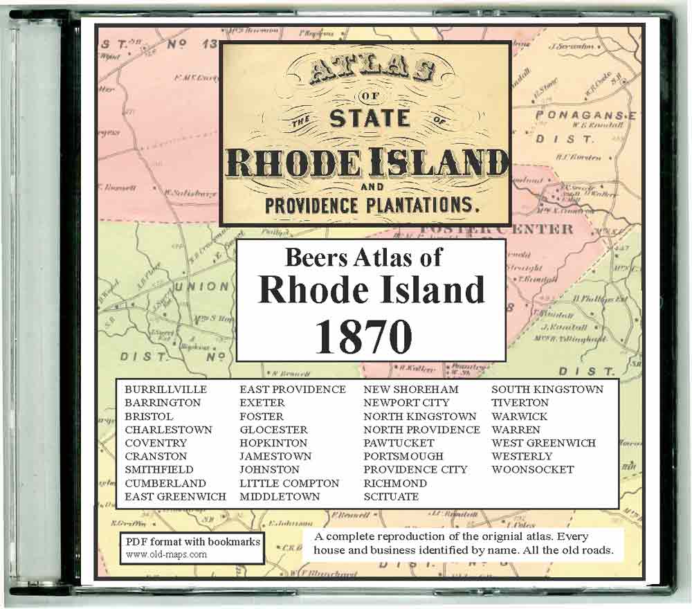 Map of Rhode Island 1870  CDROM