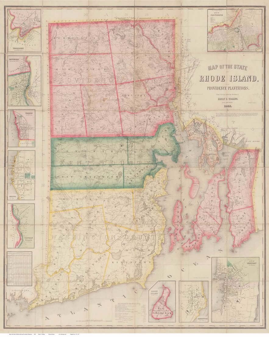 Rhode Island Town Maps 1850s