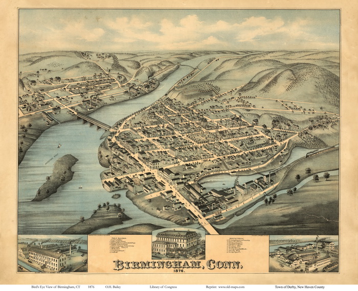 Bir'ds Eye of Birmingham CT 1876