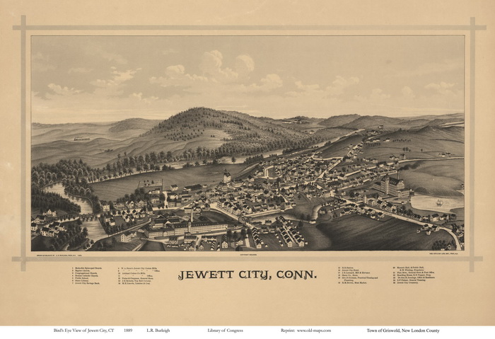 Bird's Eye of Jewett City 1889