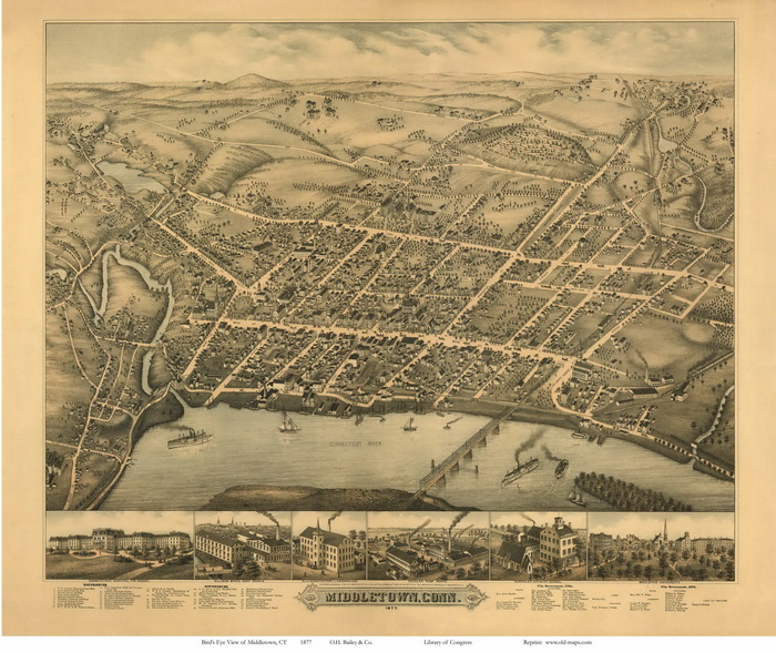 Bird's Eye of Middletown CT1877