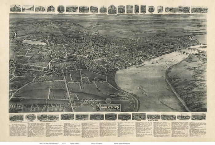 Bird's Eye of Middletown CT1915
