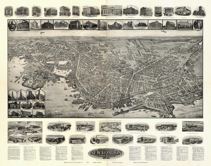 Bird's Eye of New London 1911