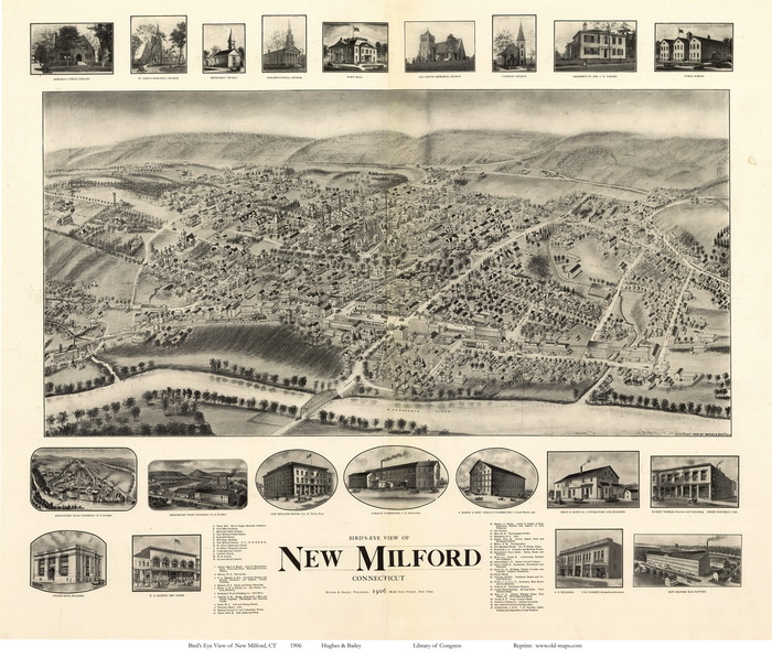Bird's Eye of New Milford CT 1906