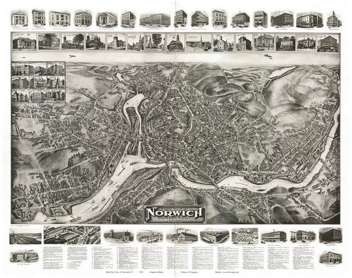 Bird's Eye of Norwich 1912