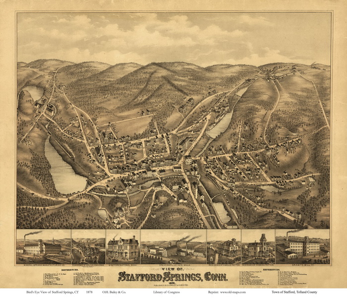 Bird's Eye of Stafford Springs CT 1878