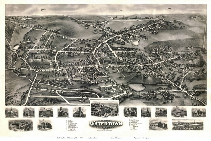 Bird's Eye of Watertown CT 1918