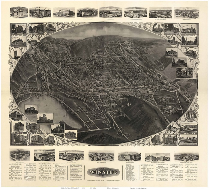 Bird's Eye of New Winsted CT 1908