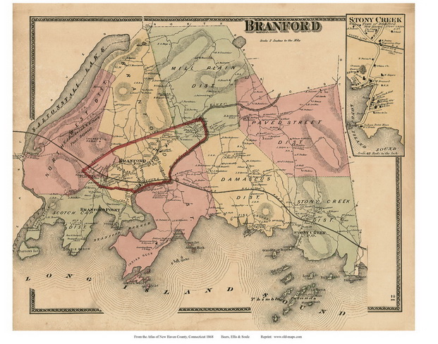 Beers Atlas of New Haven County CT 1868 Town Prints