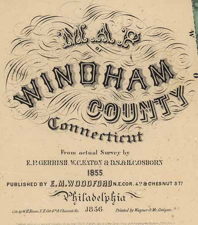 Map of Windham County Connecticut - Cartouche
