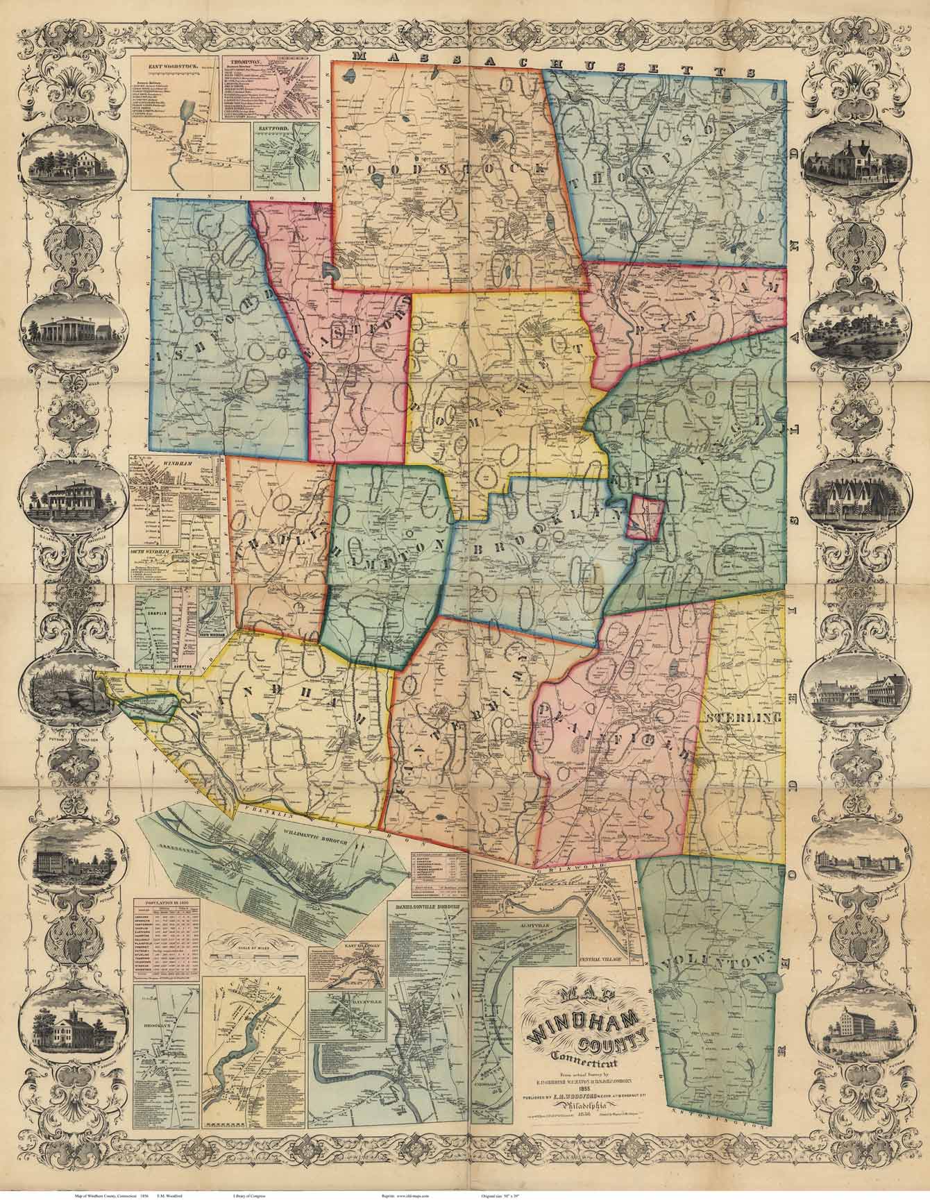 Map of Windham County, Connecticut  1856