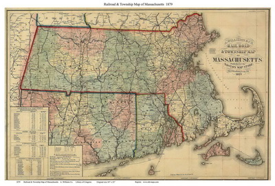 Railroad Map of Massachusetts 1879