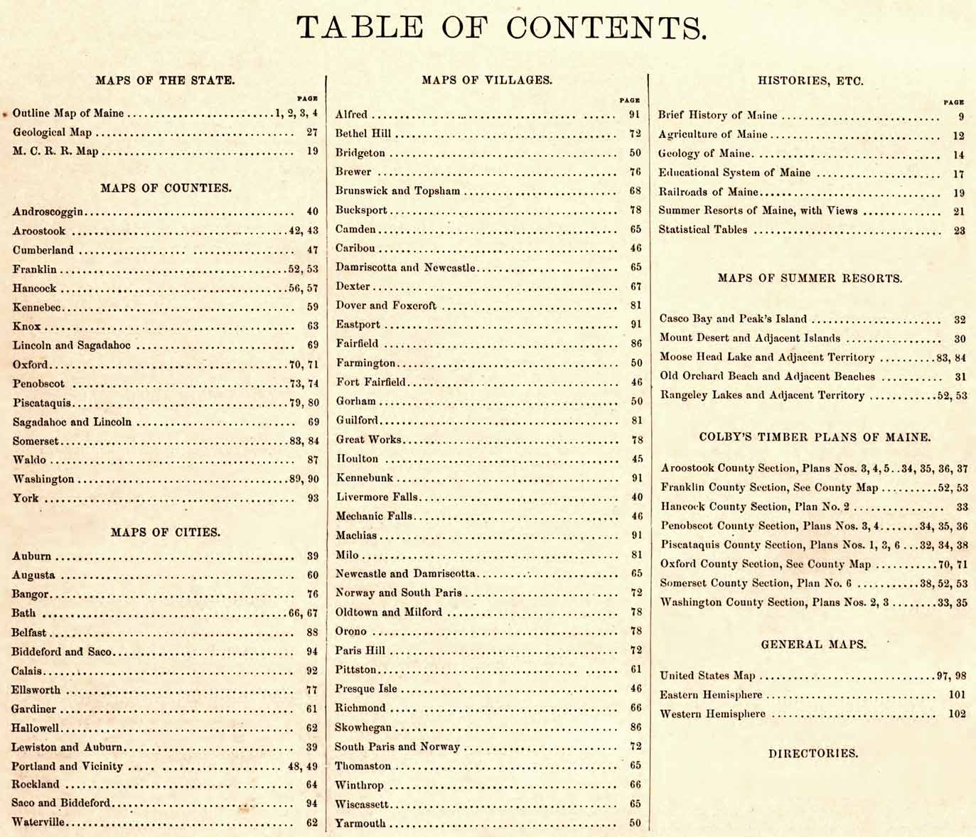 Contents of 1887 Maine Atlas CDROM