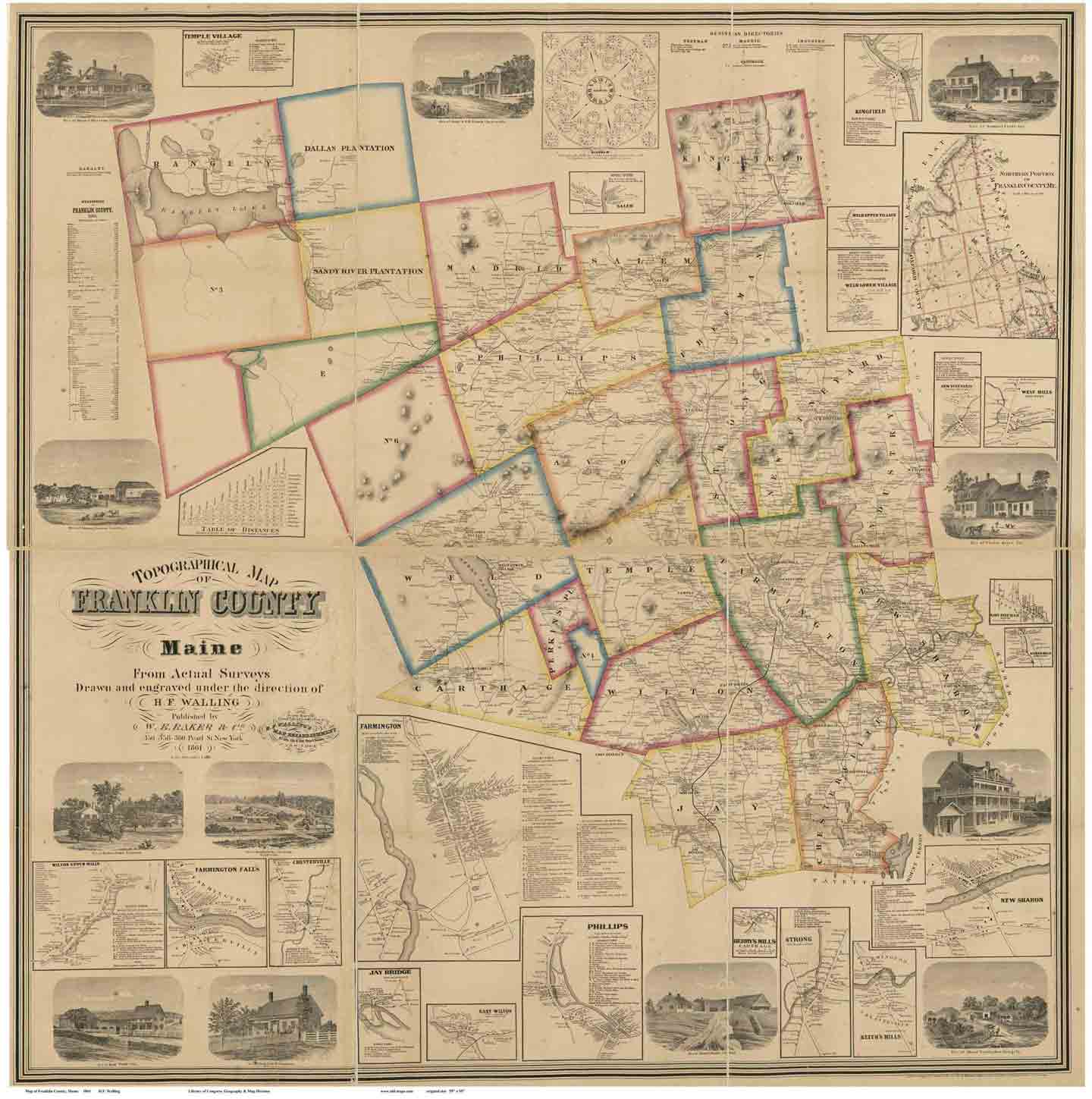 Map of Franklin County, Maine 1861