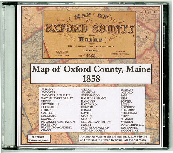 Map of Oxford County Maine, 1858 CDROM