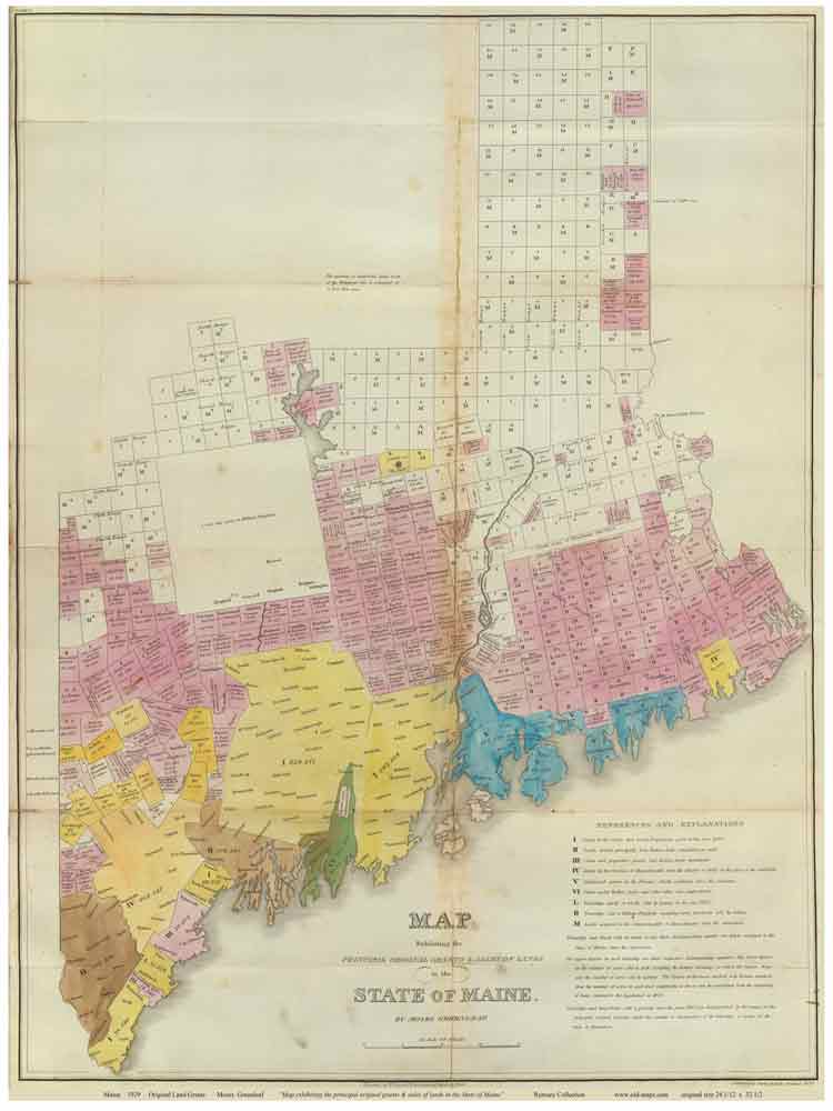 Old State Map of Maine - 1829 Greefleaf Land Grants