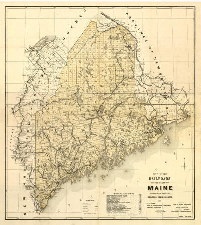 Old State Map of Maine - 1899 Railroad map