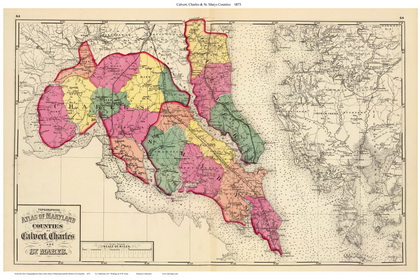 1873 Maryland Atlas - Calvert County, Charles County, St. Marys County