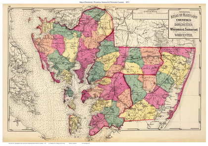 1873 Maryland Atlas - Dorchester County, Wicomico County, Somerset County, Worcester County