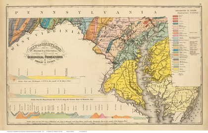 1873 Atlas of Maryland - State map showing Geological Formations