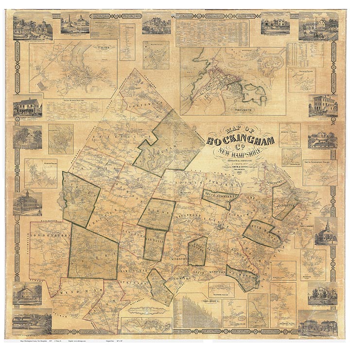 Old Map of Rockingham Co NH, 1857 Wall Map