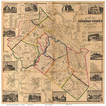 Old Map of Belknap Co NH, 1860 Wall Map