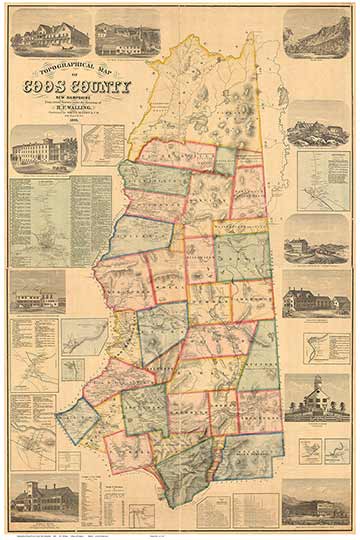 Old Map of Coos Co NH, 1861 Wall Map