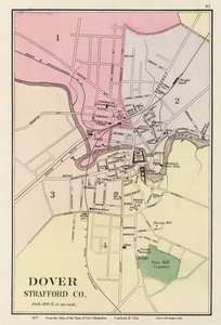 Old Map of the City of Dover NH, 1877