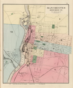 Old Map of the City of Manchester NH, 1877