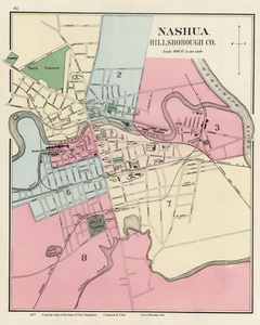 Old Map of the City of Nashua NH, 1877
