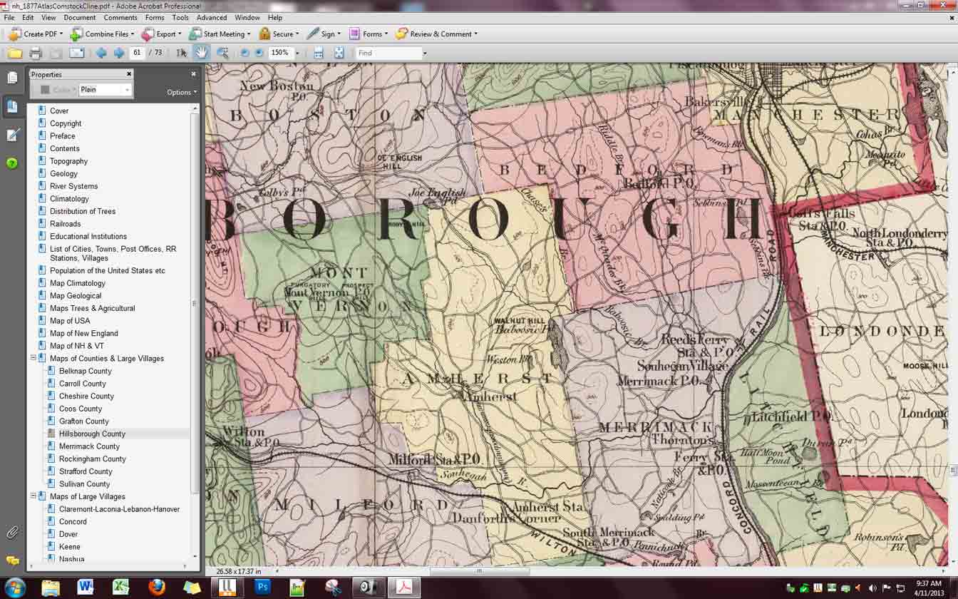 Old Topo Map from the 1877 Comstock & Cline NH Atlas
