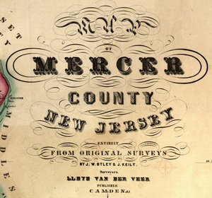 Wall Map of Mercer County NJ, 1849