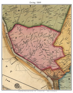 Town Map of Mercer County NJ, 1849