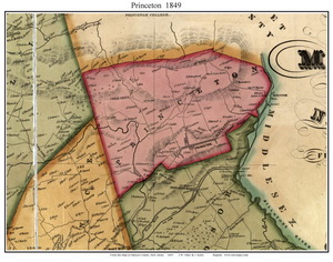 Town Map of Mercer County NJ, 1849