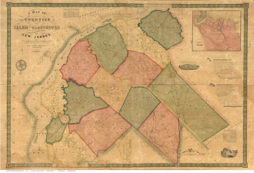 Map of Salem & Gloucester Counties NJ, 1849