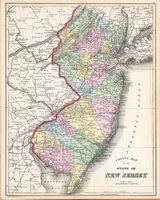 Old State Map of New Jersey - 1887 Bradley