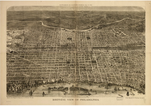 Bird's Eye View of Philadelphia PA, 1872
