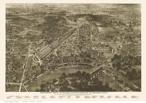 Bird's Eye View of Philadelphia PA, 1876